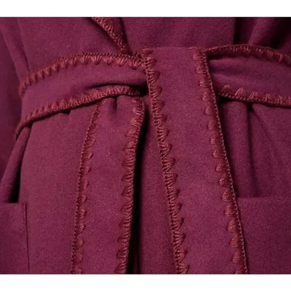 Beautiful by Lawrence Zarian Womens M Belted Double Knit Lined Coat Fig NWOT - Picture 4 of 6